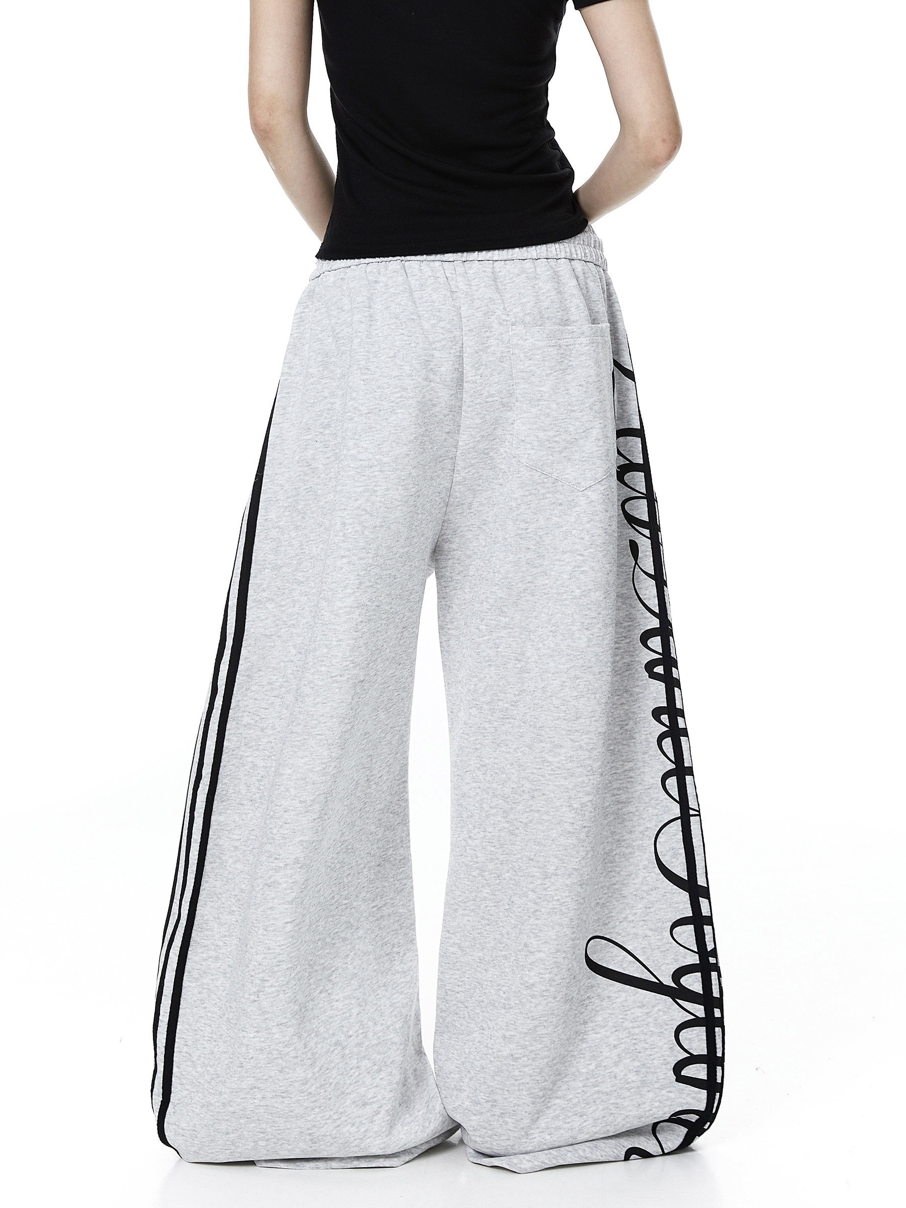Vintage Letter Print Wide-Leg Sweatpants