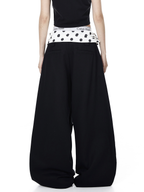 Polka Dot Fold-Over Waist Parachute Pants