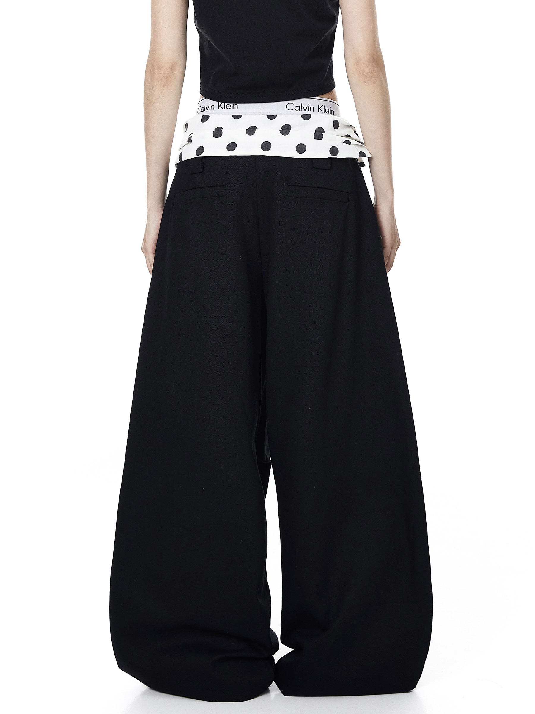 Polka Dot Fold-Over Waist Parachute Pants
