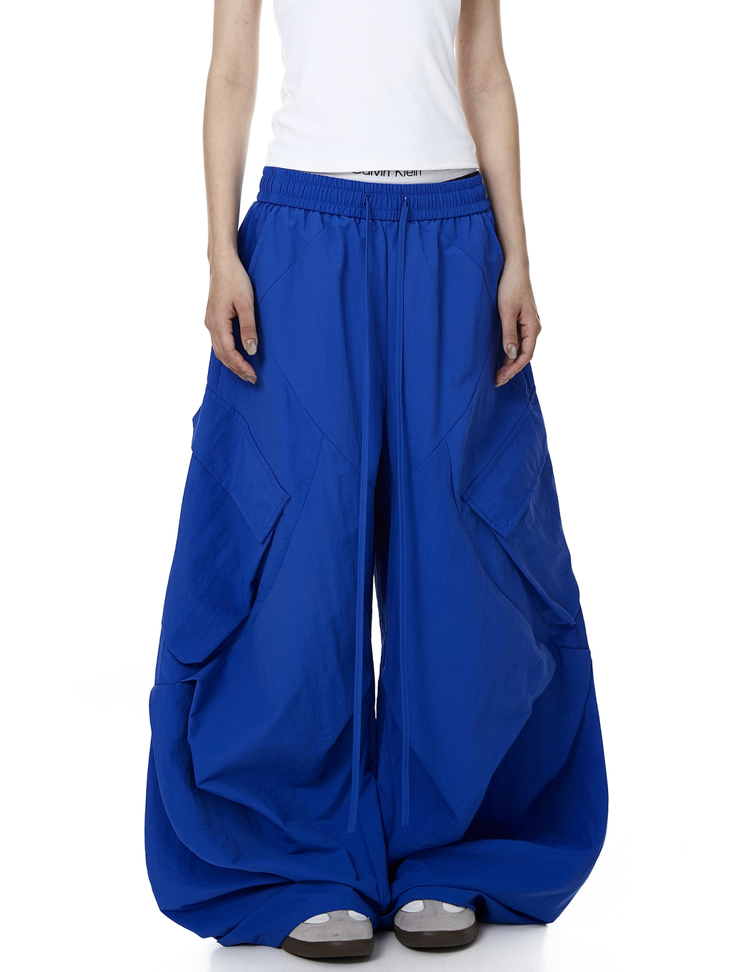 Letter Print Parachute Cargo Pants