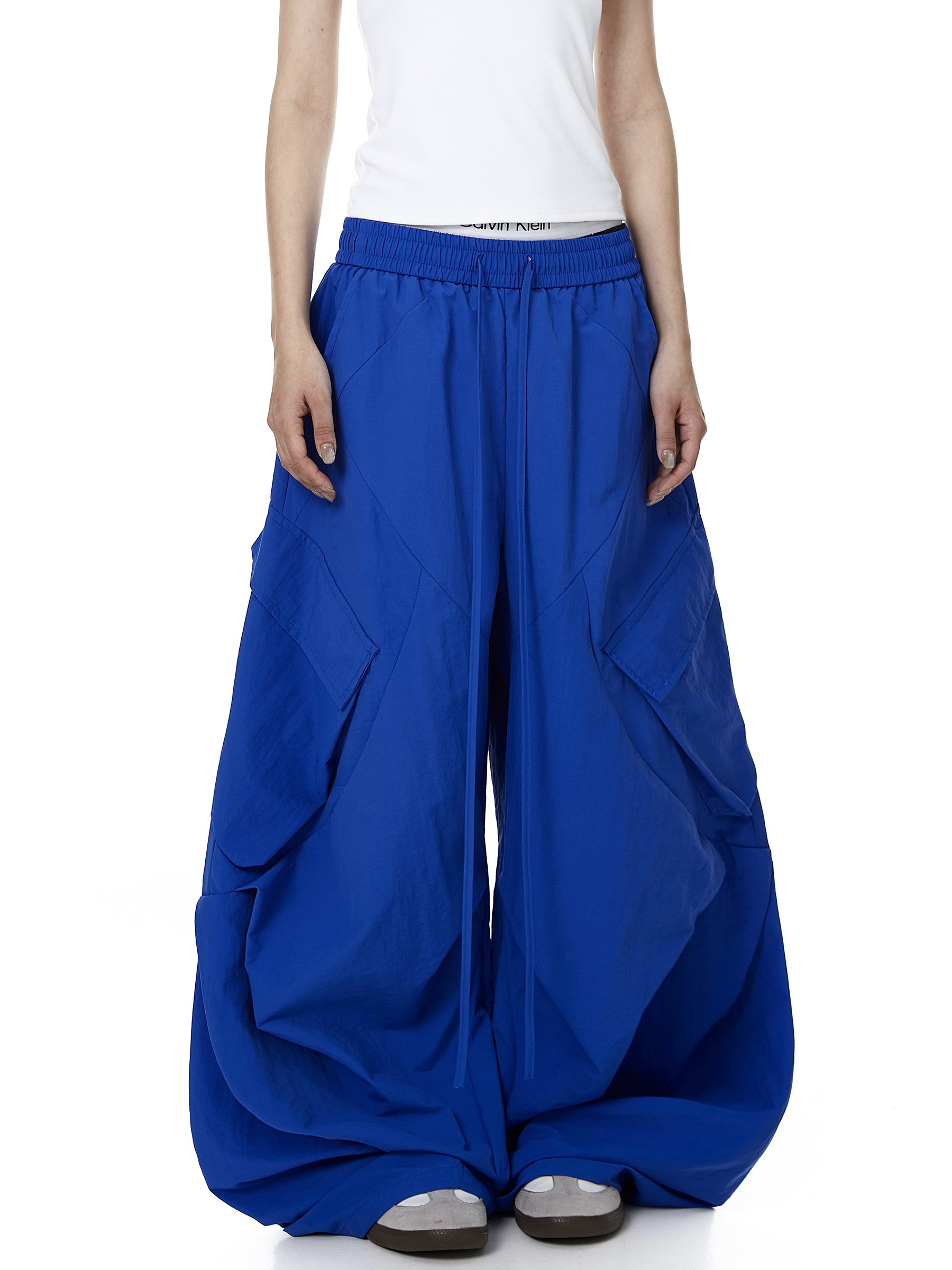 Letter Print Parachute Cargo Pants