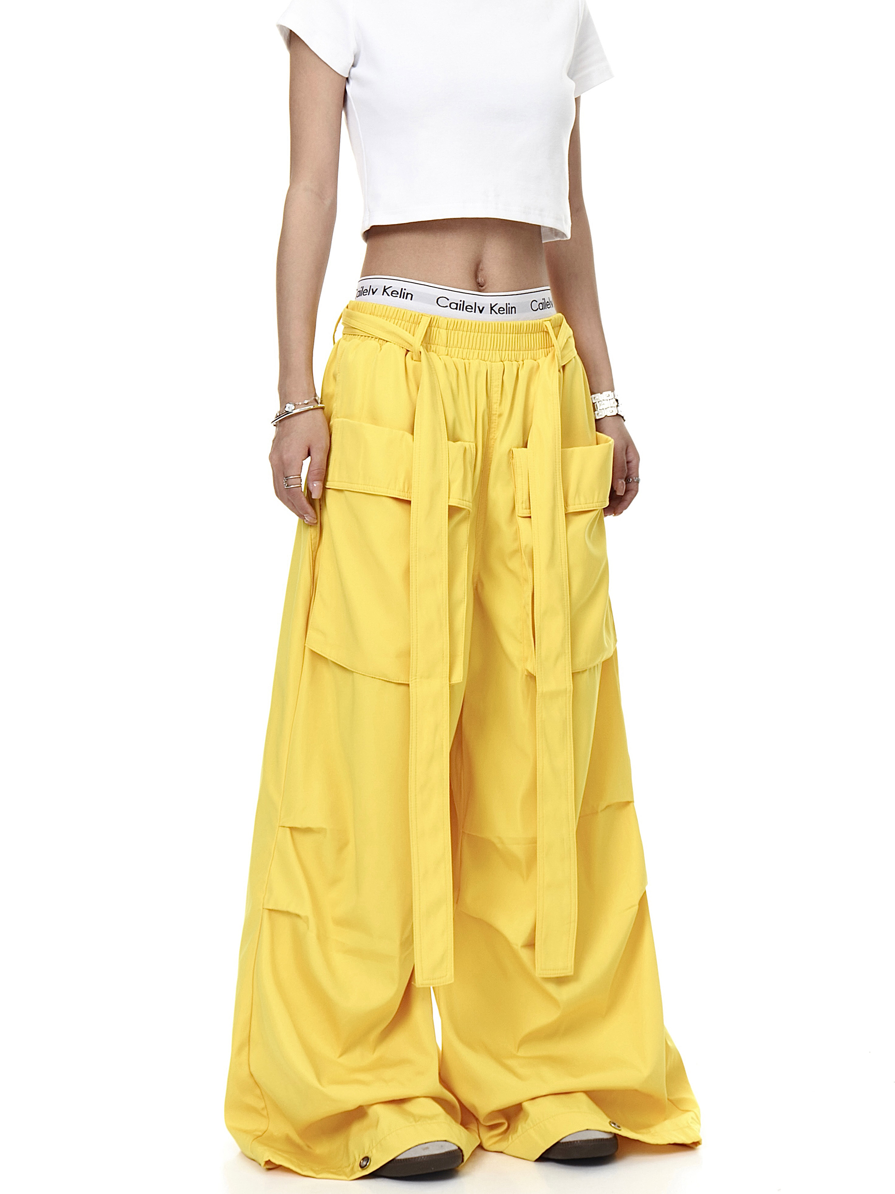 Detachable Belt Oversized Pocket Cargo Pants