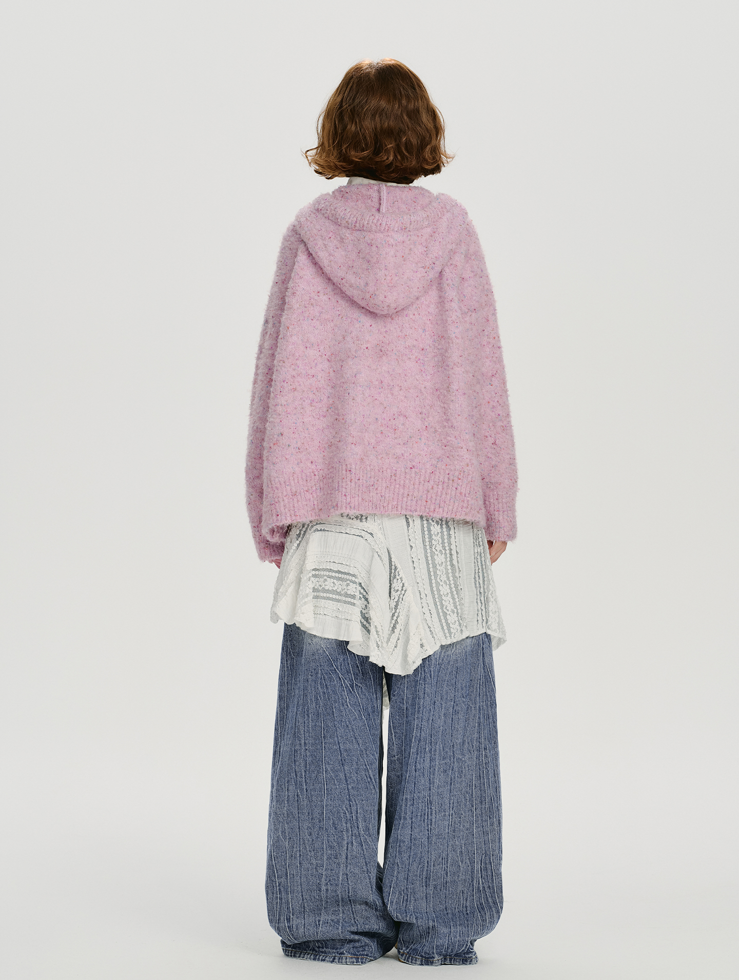 Speckled Jacquard Knit Butterfly Hoodie