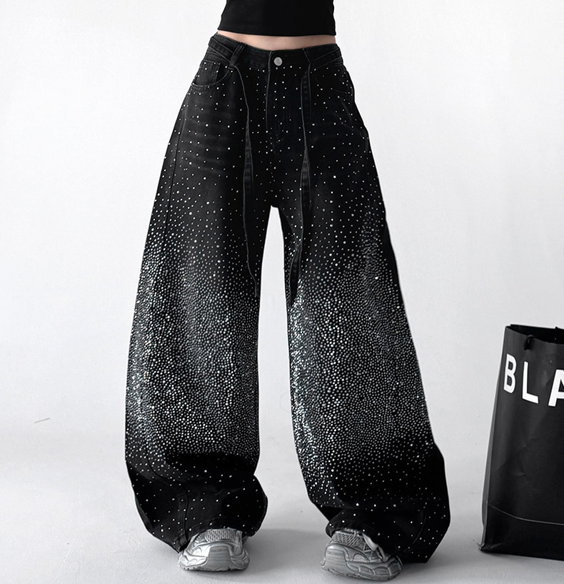 Star Rhinestone Wide-Leg Denim – CT65088