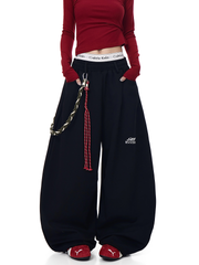 Rope‑Belt Baggy Scythe Sweatpants