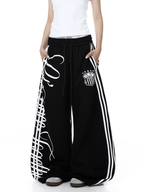Vintage Letter Print Wide-Leg Sweatpants