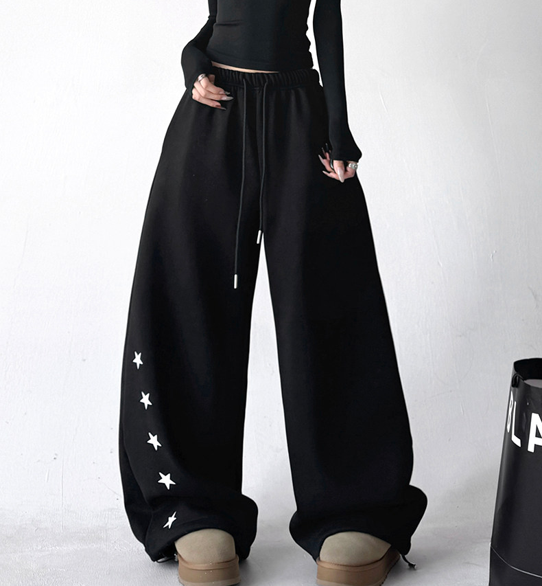 Star Print Fleece-Lined Sweatpants