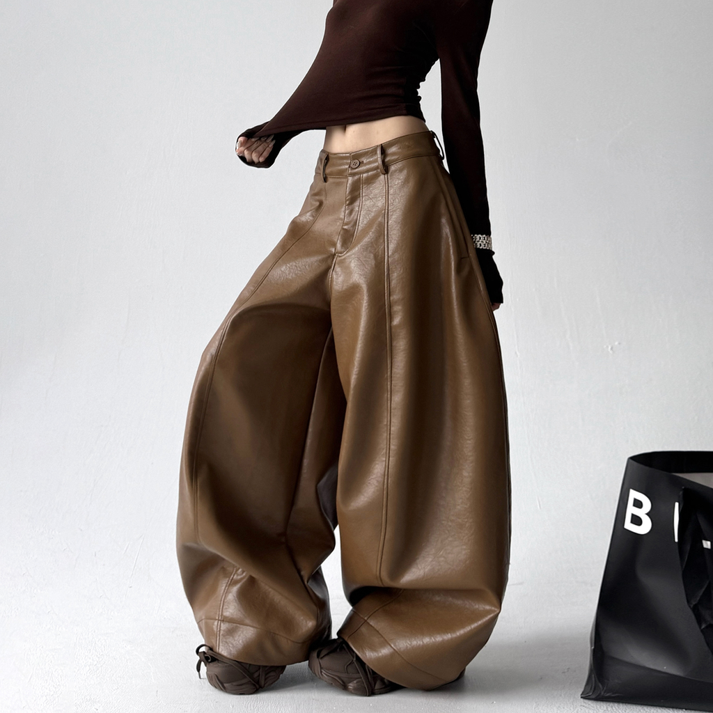 Vintage Faux Leather PU Trousers