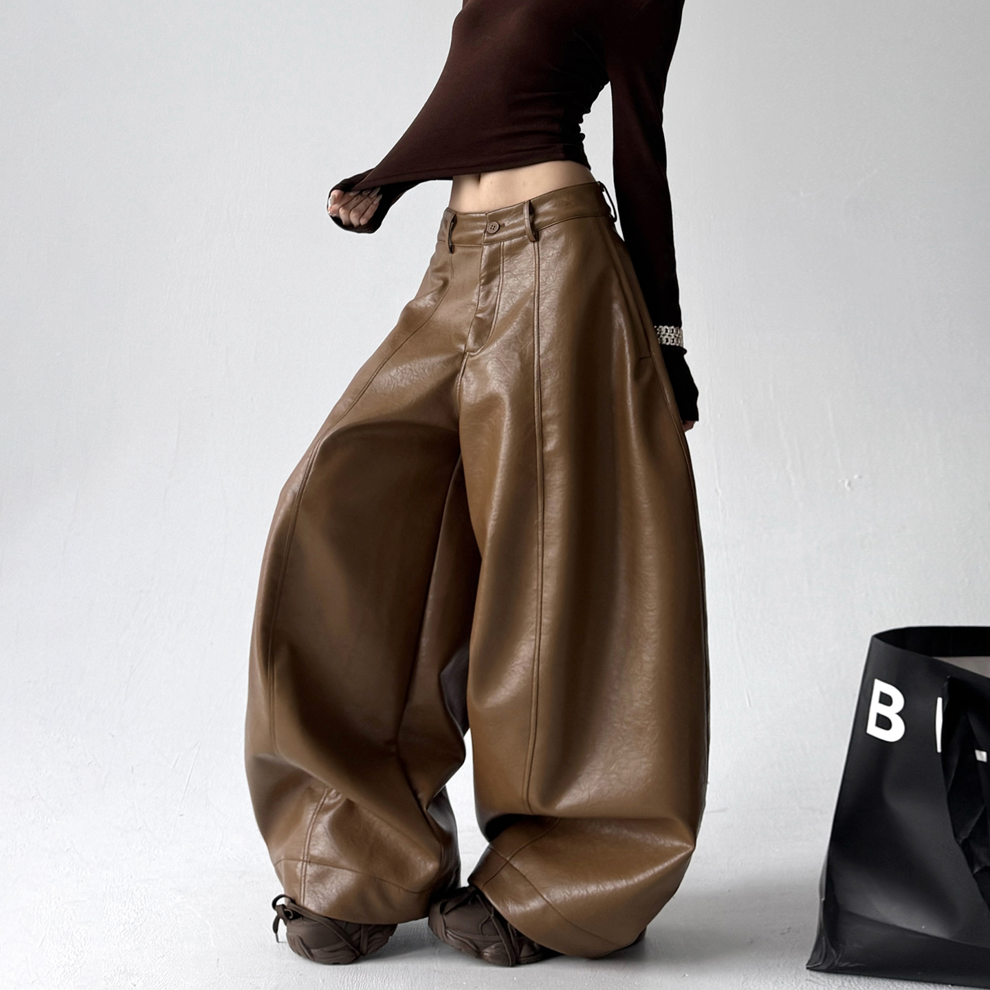 Vintage Faux Leather PU Trousers
