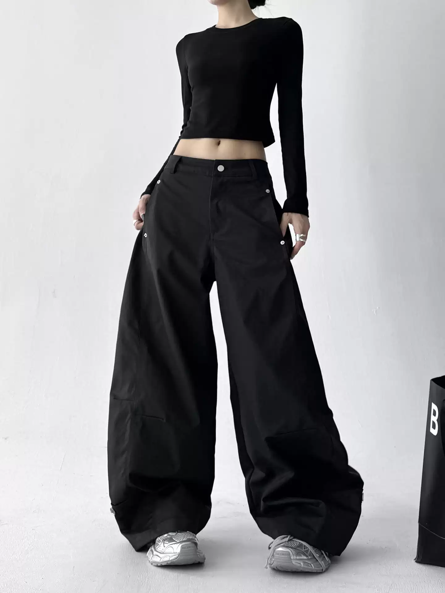 Straight Wide-leg Utility Pants