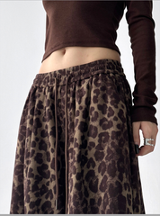Leopard Print Drawstring Wide-Leg Pants
