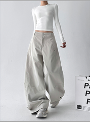 Straight Wide-leg Utility Pants
