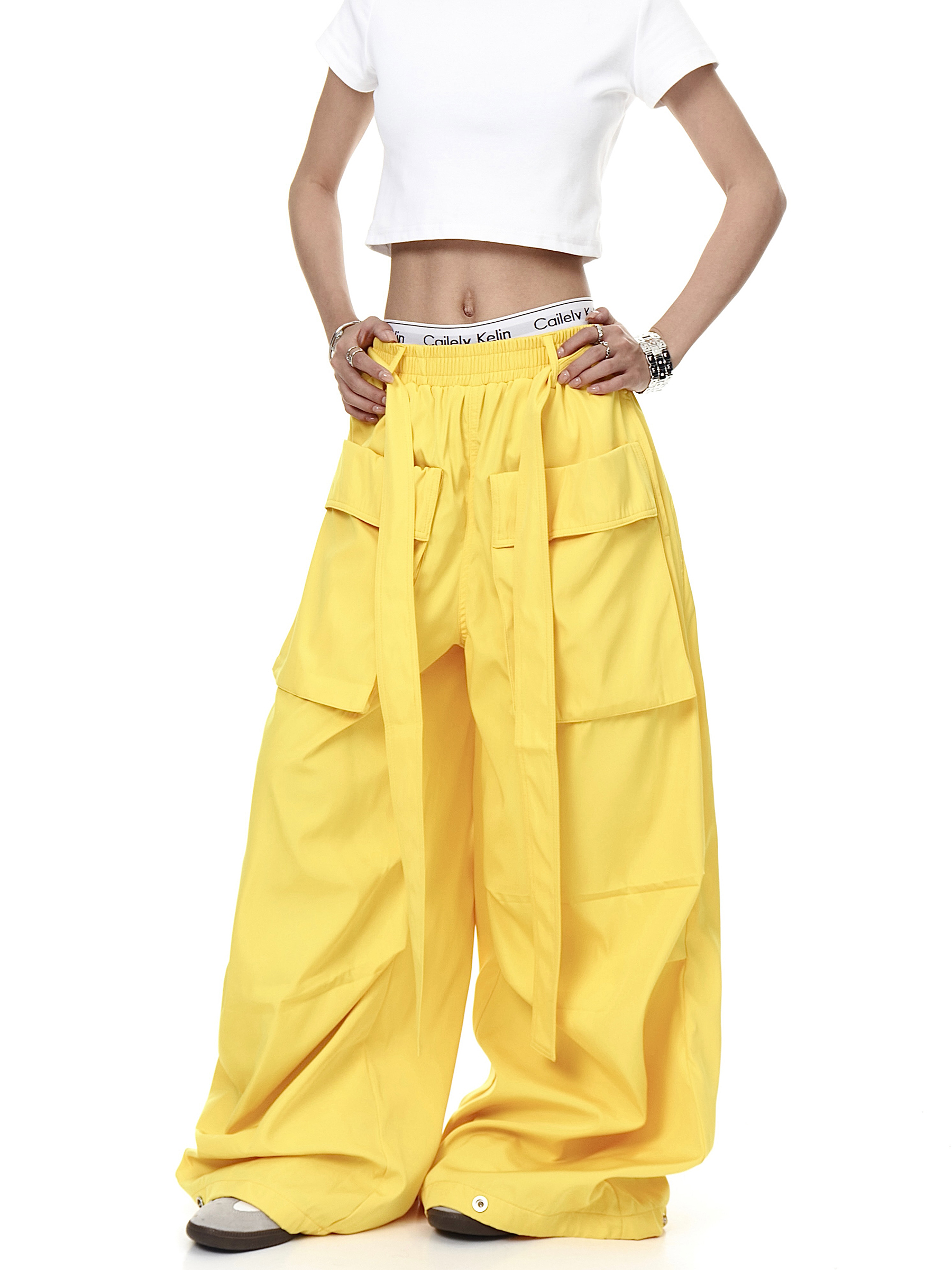 Detachable Belt Oversized Pocket Cargo Pants