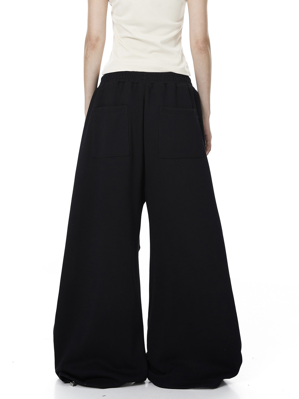 Contrast Patch Embroidered Double Waist Sweatpants