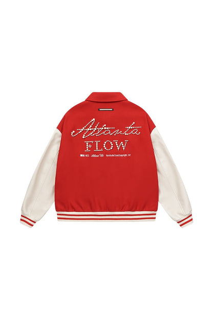 Pearl Embroidered Collared Varsity Jacket