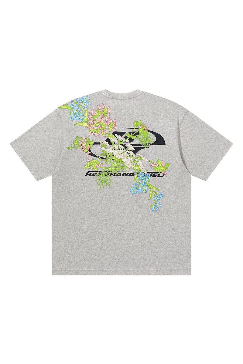 Floral Embroidered Logo Tee