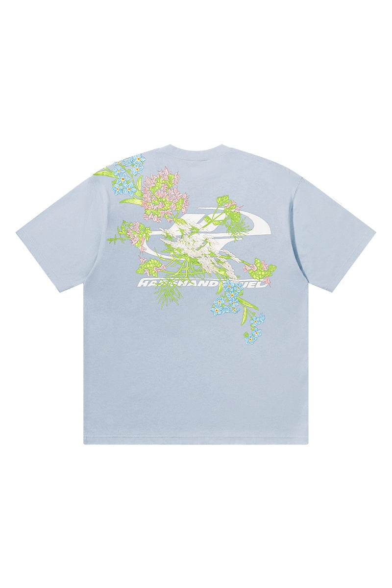 Floral Embroidered Logo Tee