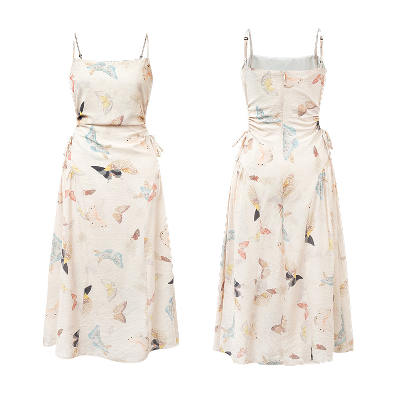 French Style Butterfly Print Cami Dress