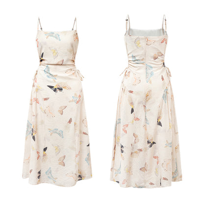 French Style Butterfly Print Cami Dress