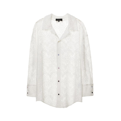 Ripple Lace Hollow-Out White Shirt