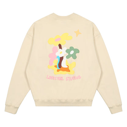 LOSTCTRL Twin Flowers Foam Print Sweatshirt