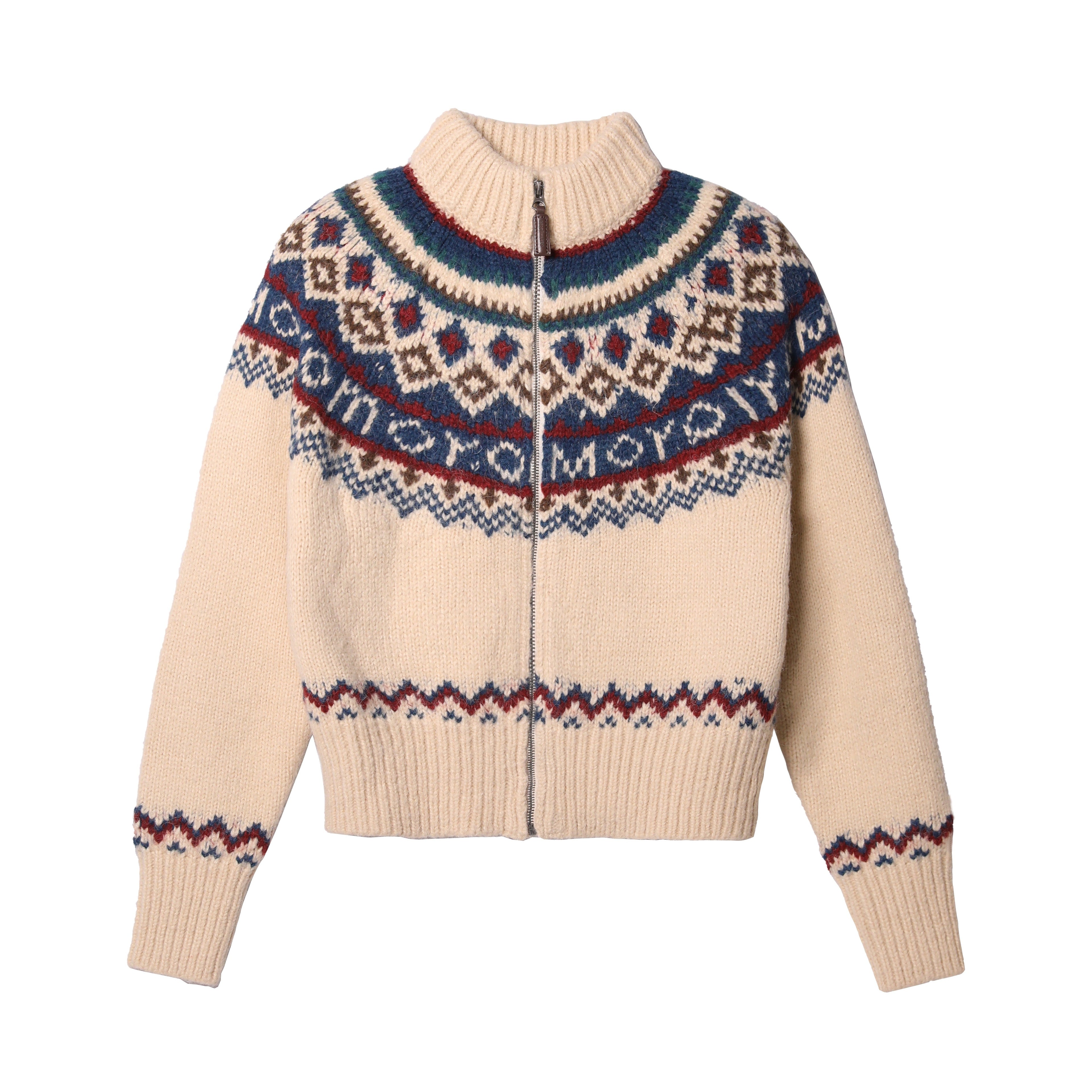 Vintage Turtleneck Fair Isle Knit Cardigan Sweater