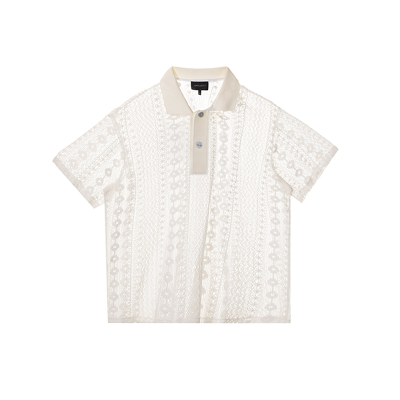 Ripple Lace Polo Tee