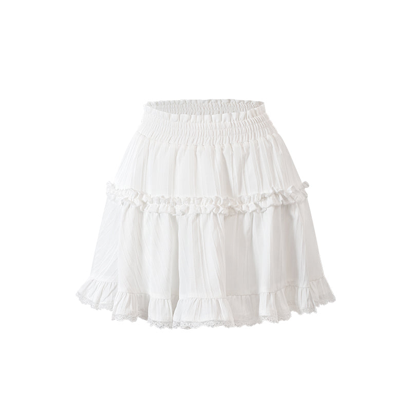 Pure White Lace Mini Skirt