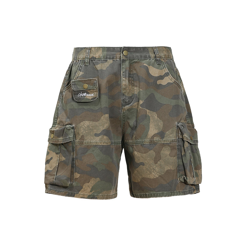 Washed Vintage Camo Cargo Shorts