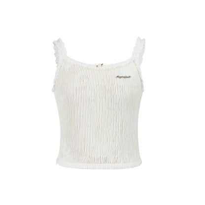 Striped Embroidered Lace Camisole