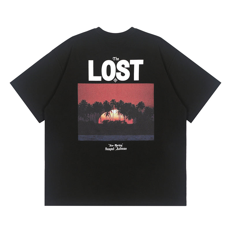 LOSTCTRL アイランドプリント ヴィンテージTシャツ