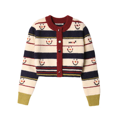 Hand-Embroidered Snowman Short Cardigan