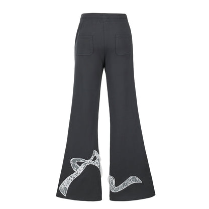 Bow Tie Flared Knit Trousers