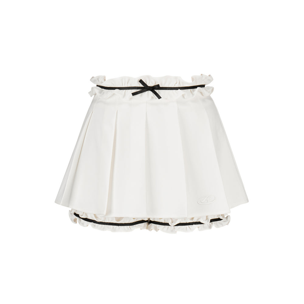 Ruffled Trim Pleated Skirt