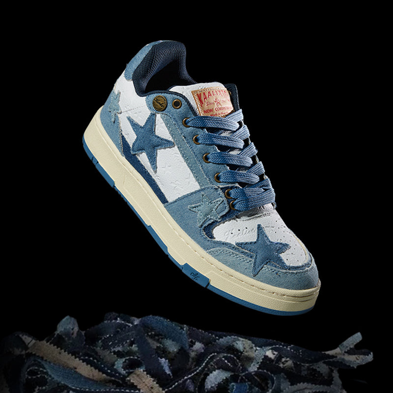 KAALIXTO Blue Denim Star Sneakers