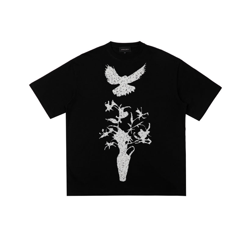 Bird Lace Hollow-out Tee