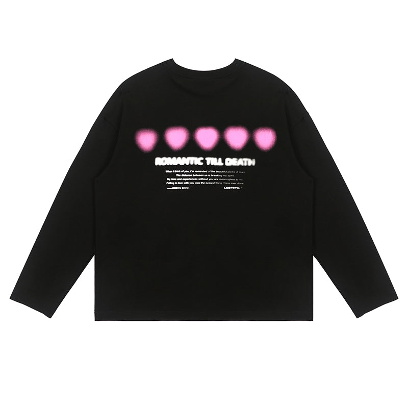 LOSTCTRL ハートプリント ロングスリーブTシャツ