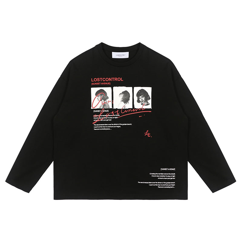 LOSTCTRL LOOK AT ME Print Long Sleeve Tee