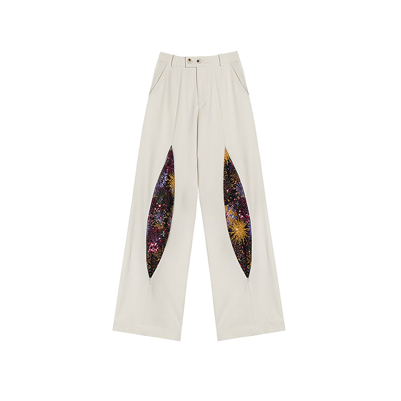 Fireworks Embroidered Straight-leg Pants