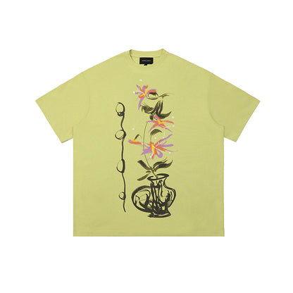 インク花瓶プリントTシャツ