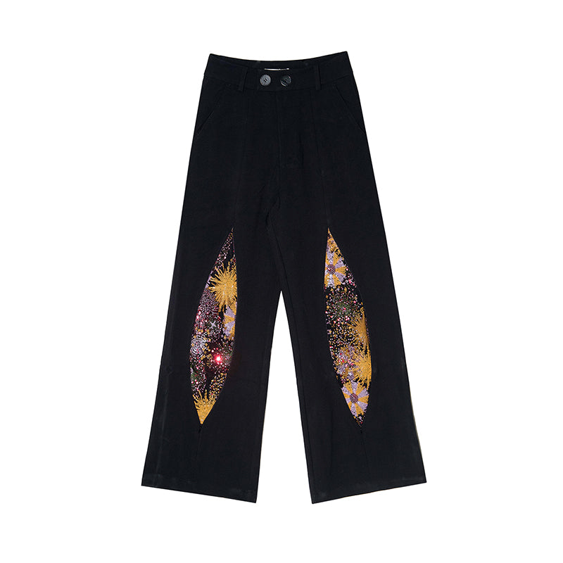 Fireworks Embroidered Straight-leg Pants