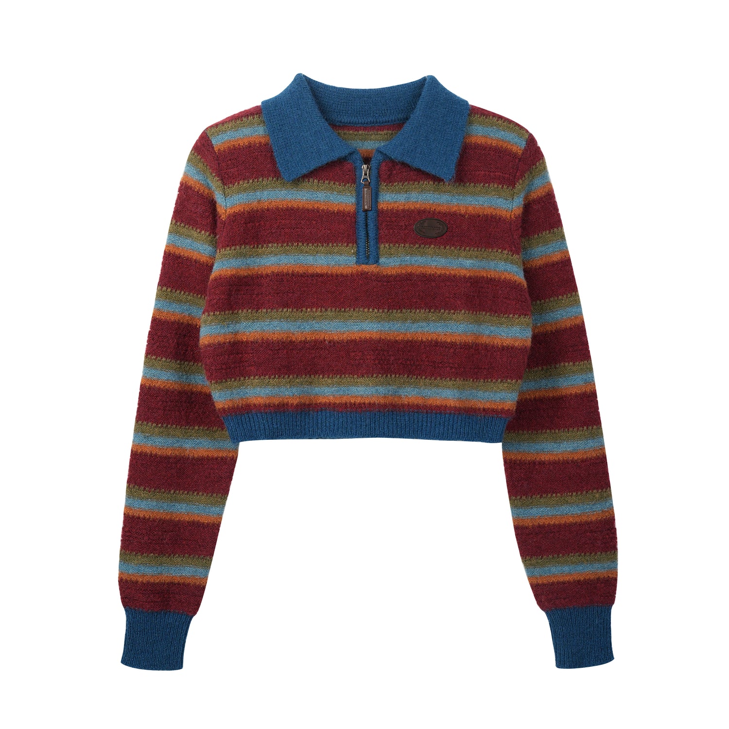 Contrast Stripe Polo Knit Sweater