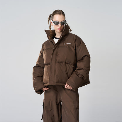 Harsh and Cruel Maillard Retro Stand Collar Thickened Puffer Jacket