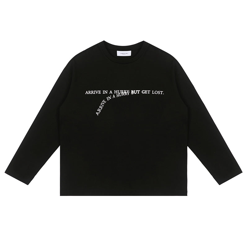 LOSTCTRL Wilted Letter Print Long Sleeve Tee