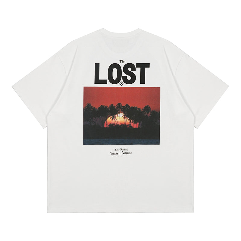 LOSTCTRL アイランドプリント ヴィンテージTシャツ