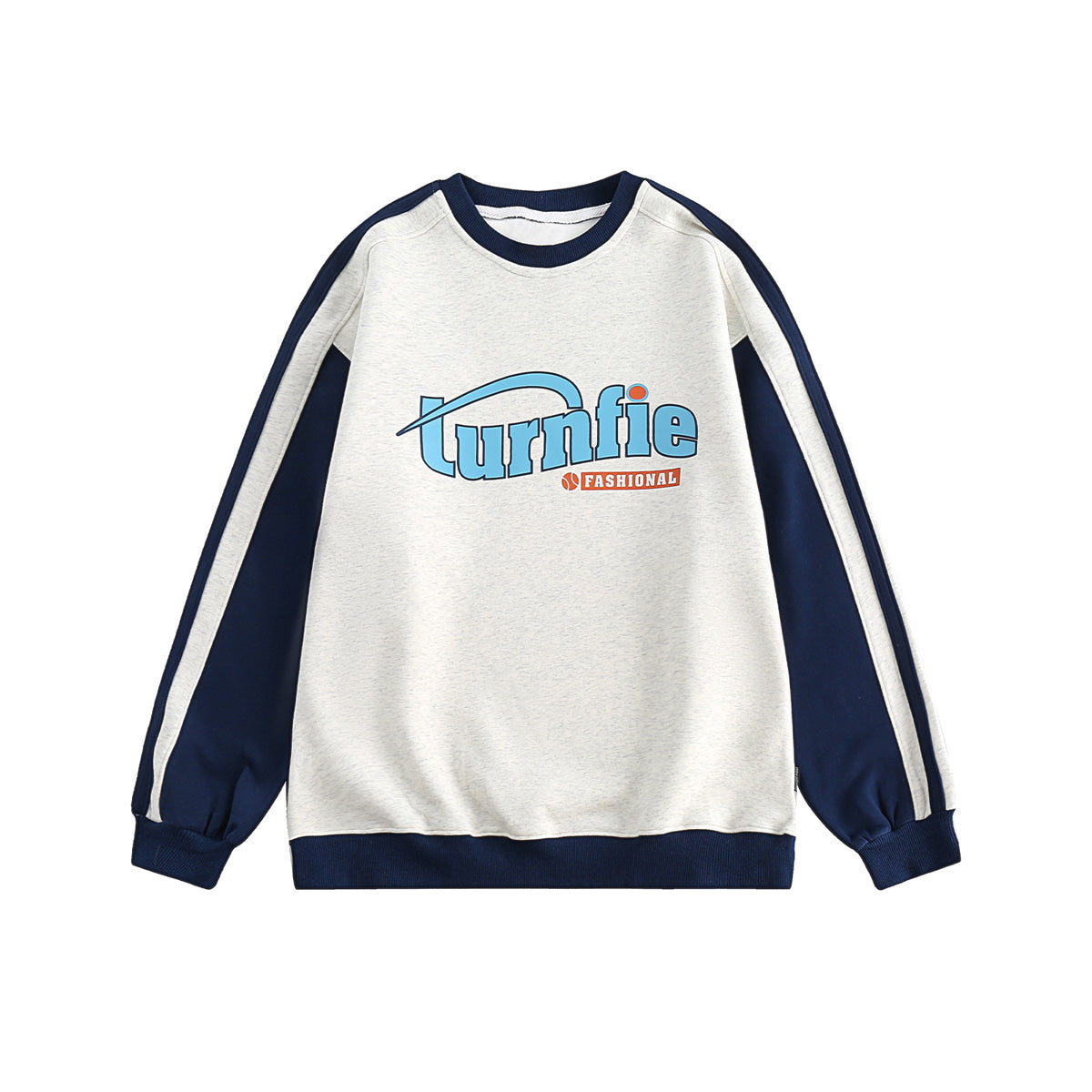 CATTEE Striped Letter Logo Crew Neck Sweatshirt