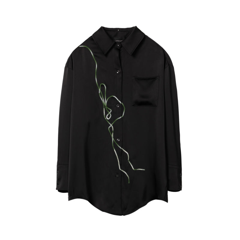 Tinsel Embroidered Long Sleeve Shirt