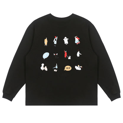 LOSTCTRL Embroidered Drawstring Long Sleeve Tee