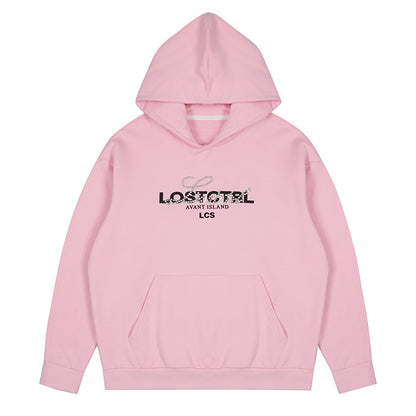 LOSTCTRL Studded Rhinestone Print Hoodie