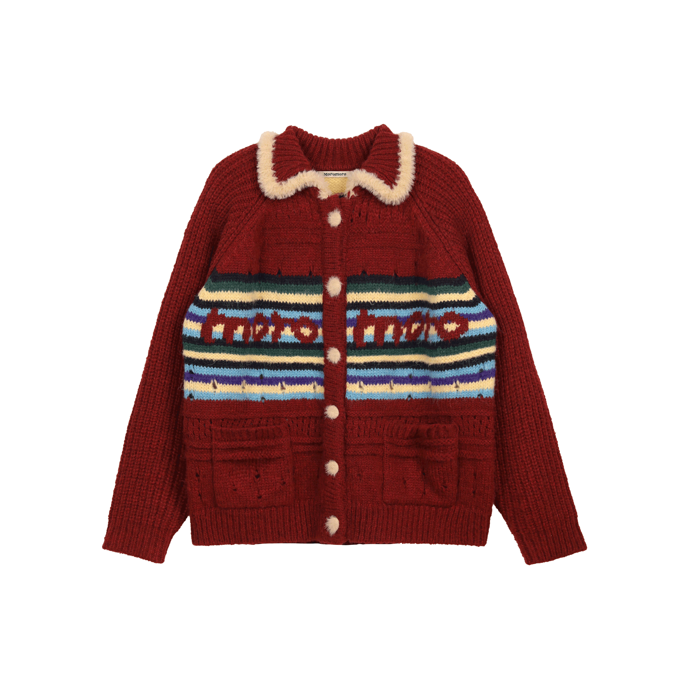 Striped Jacquard Loose Knitted Cardigan